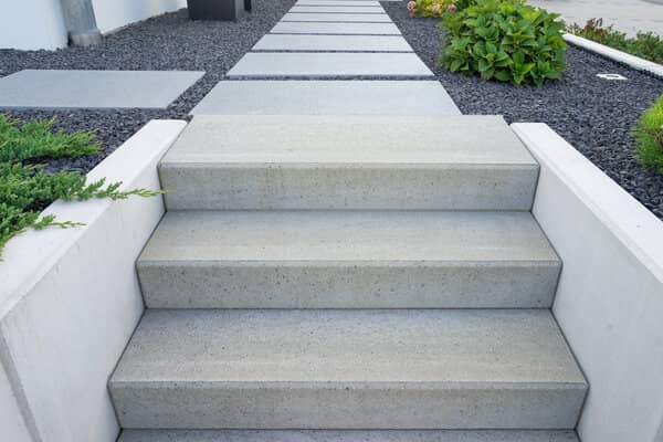 Concrete steps leading into courtyard